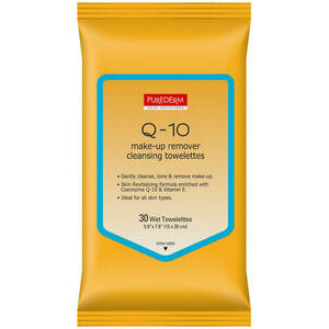() Purederm Q-10 make-up remover cleansing towelettes - salvetes dekoratīvās kosmētikas noņemšanai ar Q10, 30gab