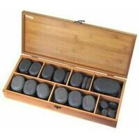 Hot Stones Massage Set 40 Woodbox - Piece Basalt Stone Essential Box Set for Massage