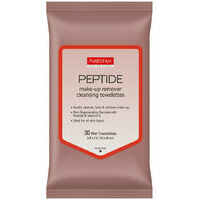 Purederm PEPTIDE make-up remover cleansing towelettes - salvetes dekoratīvās kosmētikas noņemšanai ar peptīdiem, 30gab